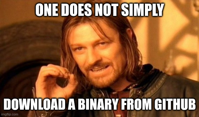 one does not simply download a binary from github